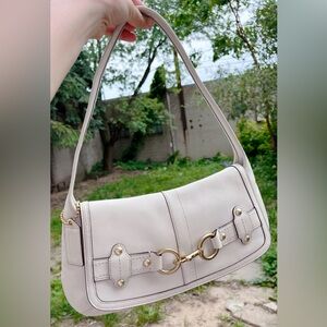 ❌SOLD FB❌100% Authentic Y2K Coach Ergo Belted Flap Shoulder Bag Off White 11263